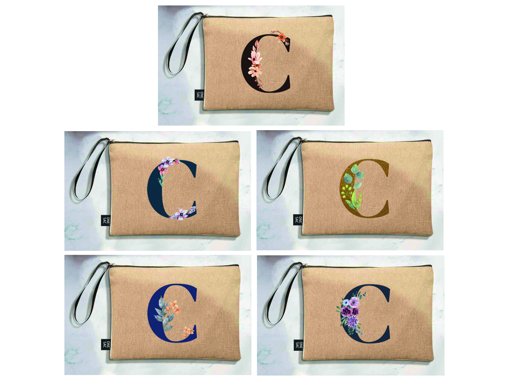 Bolso de mano letra c una pieza (diseño variado) (25×18×1 )